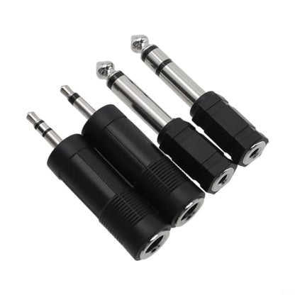 4-Pack 3.5mm Female to 6.35mm Male Stereo Headphone Adapter, Gold-Plated 1/4 Inch Jack Converter for Guitar Amps, Microphones, Studio Monitors, Audio Mixers and Professional Equipment, Black