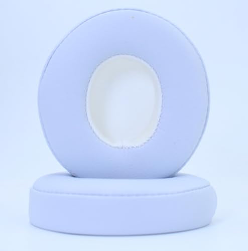 Headphone Replacement Ear Pad Cover Compatible with Beats by Dre Solo3 Solo2 Wired Wireless Headphones Protein Leather Memory Foam Headphone Cushion Ear Muffs-White - color: White
