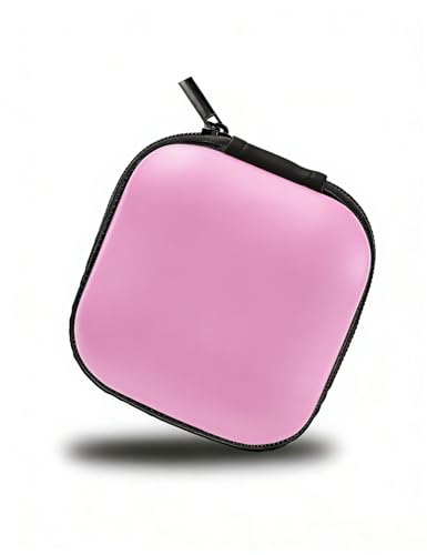 MAS CARNEY Earphone Case, Headphone Earbud Hard Protective Carrying earplug Case Bag for Wired Earphones MP3 Small Items - color: Pink, style: Square