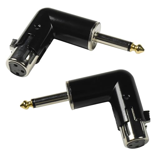 HQRP 2-Pack 3-Pin XLR Female to 1/4" / 6.35 mm Male TS Angle Adapter with 4 Adjustable Angle Positions Right Left and 90 Degree Compatible with Mixers, Microphones, amplifiers, EQ, Rack Gear, etc - style: XLR Female to 1/4" TS