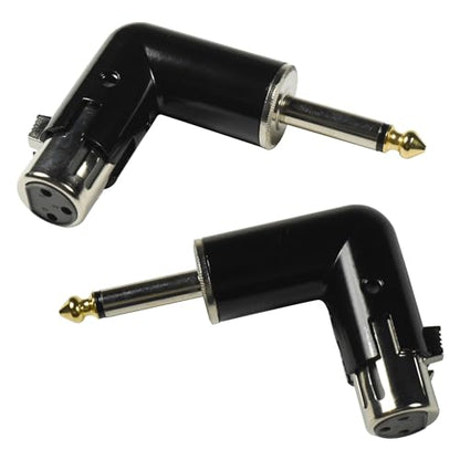 HQRP 2-Pack 3-Pin XLR Female to 1/4" / 6.35 mm Male TS Angle Adapter with 4 Adjustable Angle Positions Right Left and 90 Degree Compatible with Mixers, Microphones, amplifiers, EQ, Rack Gear, etc - style: XLR Female to 1/4" TS
