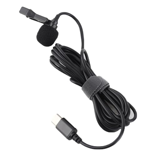 USB C Lavalier Microphone for Smartphone Recording, Wired Lapel Mic with Noise Reduction, Plug & Play Clip On Interview Mic for Video Online Class Game Live Streaming, Compact