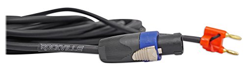 Rockville RSB17 35 Ft Speakon to Banana Speaker Cable, 16 Gauge, OFC | 100% Oxygen Free Copper, Black PVC Jacket, ROHS Compliant, Low Resistance, Noise-Free Signal