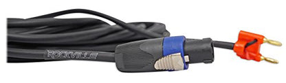 Rockville RSB17 35 Ft Speakon to Banana Speaker Cable, 16 Gauge, OFC | 100% Oxygen Free Copper, Black PVC Jacket, ROHS Compliant, Low Resistance, Noise-Free Signal