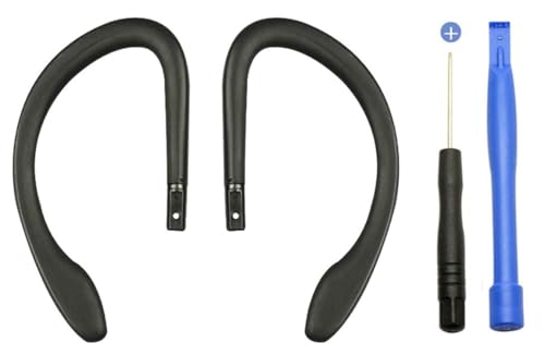 For PowerBeats 3 Ear Hook Loop Clip Silicone Replacement Repair Part Left and Right Fit Dre Power Beats 3 Wireless Headset Headphone + Tool (Black)