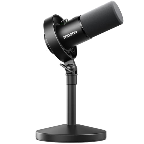 MAONO Dynamic Microphone-XLR USB Podcast Recording Mic with 192kHz/24bit | for Vocal Recording, Content Creation, Home Studio, Voiceover, with Noise Reduction, Mic Gain, Monitoring, Mute, PD300XT