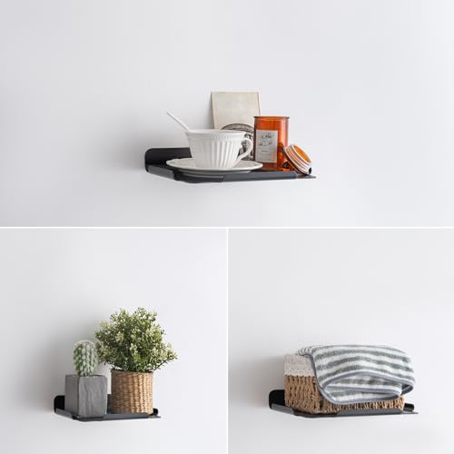 8.5''x6.3'' Deep Metal Floating Shelves,Folating Metal Wall Slelves with Lip for Speakers, Router,Camera,Plants,Wall Mounted Shelves for Bedroom,Bathroom, Living Room,Black - color: 8.5‘’black