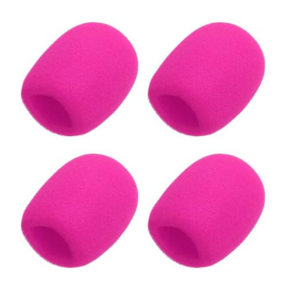 MECCANIXITY 4pcs Microphone Foam Covers, 40mm (1.57") ID 10mm (0.39") Thickness Microphone Windscreen Foam Cover for Most Handheld Microphones, Rose Red - color: Rose Red