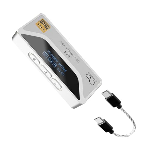 SHANLING UA4 Portable USB DAC/AMP Headphone Amplifier,Support MQA 16X,768kHz DSD512,High Driving Power for Android/iOS/Mac/Windows,dongle Volume Control,3.5/4.4mm up to 237mW@32Ω Output (Silver) - color: Silver