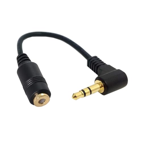 HDMIHOME 90 Degree Right Angled 3.5mm 3poles Audio Stereo Male to Female Extension Cable 10cm Black