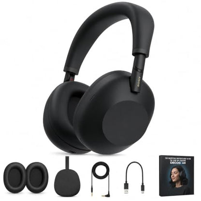 Sony WH1000XM6/B Best Wireless Noise Canceling Headphones, Black Bundle with Deco Essentials Headphones Ear Pads Replacement Headset Ear Cushions and Deco Gear Unofficial Master Guide - color: Charcoal