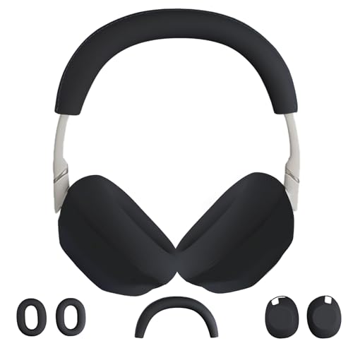 3 in 1 Ear Pads Cover Compatible with Sony WH-1000XM6 Protective Silicone Headphone Case Accessories for Sony WH-1000XM6 Ear Pads - Black - color: Black