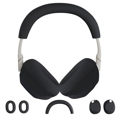3 in 1 Ear Pads Cover Compatible with Sony WH-1000XM6 Protective Silicone Headphone Case Accessories for Sony WH-1000XM6 Ear Pads - Black - color: Black