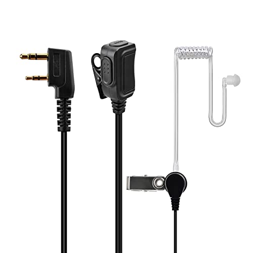 HYS Covert Surveillance Earpiece Kit with Push-to-Talk Mic — Clear Audio Acoustic Tube Headset for Kenwood, Baofeng, Retevis, WOUXUN, and Other K1 2-Pin Radios - color: Black-1pc, size: 1pc