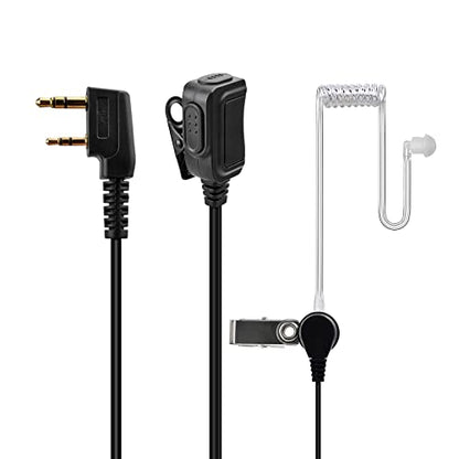 HYS Covert Surveillance Earpiece Kit with Push-to-Talk Mic — Clear Audio Acoustic Tube Headset for Kenwood, Baofeng, Retevis, WOUXUN, and Other K1 2-Pin Radios - color: Black-1pc, size: 1pc