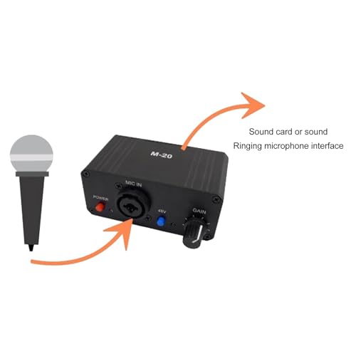 Microphone Preamp, High Gain Mic Preamplifier Booster with 48V Power XLR Output, Audio Mixer Preamp Dynamic Condenser Microphones for Podcast Broadcast Home Recording