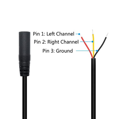 3.5mm Female Plug to 3Pin Bare Wire Open End Cable 1.6FT, TRS 3 Pole 1/8'' | 3.5mm Plug Stereo Audio Wire, Auxiliary Audio Connector Jack, for 3.5mm Earphone Microphone DIY Cable Repair - 4Pcs - color: 3.5mm Female Plug TRS 3 Pole - 0.5M/1.6FT