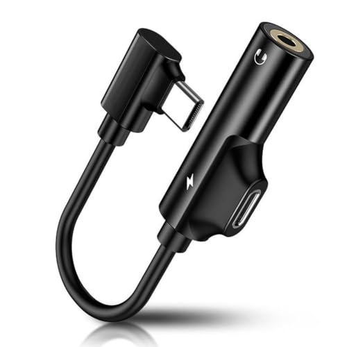 Type-c to 3. 5mm Audio Adapter with Charging Port, USB C to 3. 5mm Dual Headphone and Charging Adapter Cable Splitter Black 4. 72 Inch