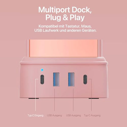 YOWU RGB Headphone Stand with Charger - 4 in 1 Docking Station & 10 Magical Light Modes - Cool Gaming Accessories (Pink) - color: Pink