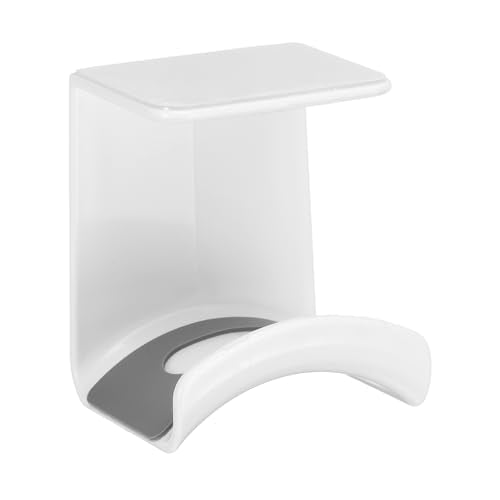uxcell Headphone Stand, 1 Pcs ABS Headset Holder Adhesive Headphone Holder Hook Mount Headphone Hanger Hook Under Desk for Gaming Headphones Earphones Cables, White(Hanging) - color: White