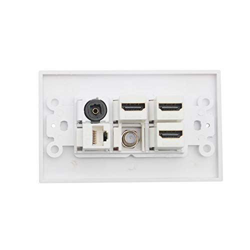HDMI Optical Wall Plate Toslink Wall Outlet 1Pack 3xHDMI+CAT6+F+TOS | HDMI CAT6 Ethernet Coax TV F Type Keystone Jack Outlet Panel Mount