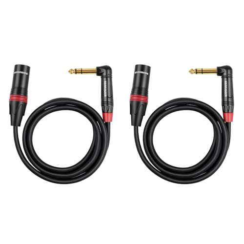 1/4 Inch TRS Right Angle to XLR Male Cable, 3 Feet | 2 Pack - size: 3 Ft 2 Pack