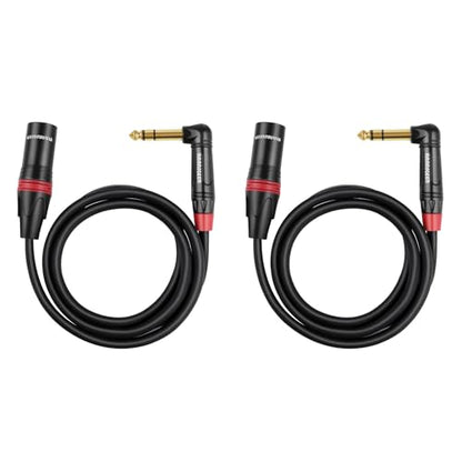 1/4 Inch TRS Right Angle to XLR Male Cable, 3 Feet | 2 Pack - size: 3 Ft 2 Pack