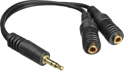 Belkin AUX Audio Cable Splitter, 3.5mm, Black | Splits one audio source to two headphones, compatible with phones, tablets, laptops, and MP3 players - color: Black, size: Standard
