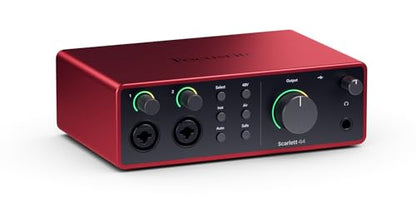 Focusrite Scarlett 4i4 4th Gen USB Audio Interface, for Musicians, Songwriters, Guitarists, Content Creators — High-Fidelity, Studio Quality Recording, and All the Software You Need to Record | 4-In 4-Out, 2 Mic Preamps, 2 Hi-Z Inputs, 4 Line Inputs, MIDI