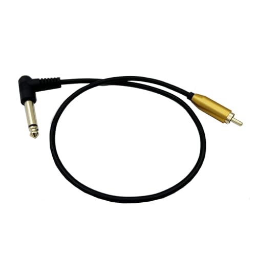 Premium RCA to 1/4 Inch Mono Audio Cable, 6.35mm to RCA Male to Male,Black with Gold Connectors, Right Angle Design, Professional Grade 1.64FT