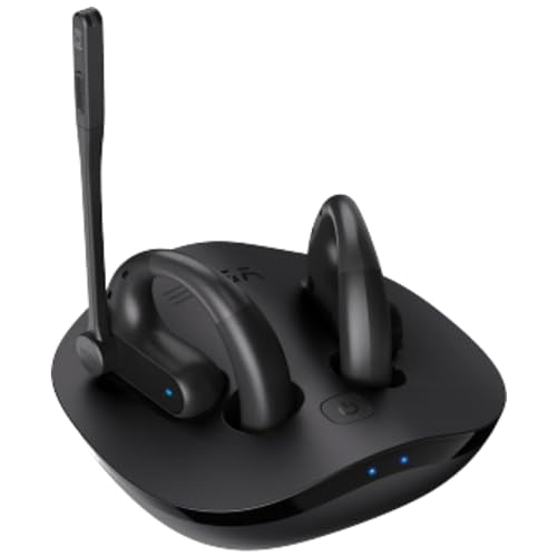 EKSAtelecom S30 Bluetooth Open-Ear Air-Conduction Headset with Microphone, True Wireless with Charging Case, Black