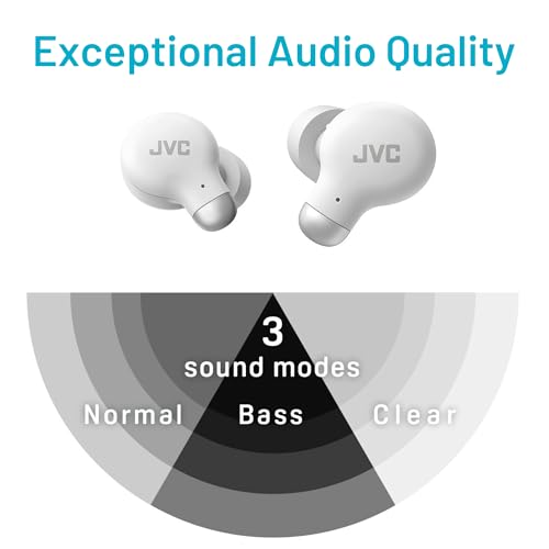 JVC Active Noise Cancelling True Wireless Earbuds - Bluetooth 5.3 with ANC - Comfortable Fit with S/M/L Silicon & Memory Foam Earpieces - IPX4 Water Resistant - 28 Hrs Playback - Compact Charging Case - color: White