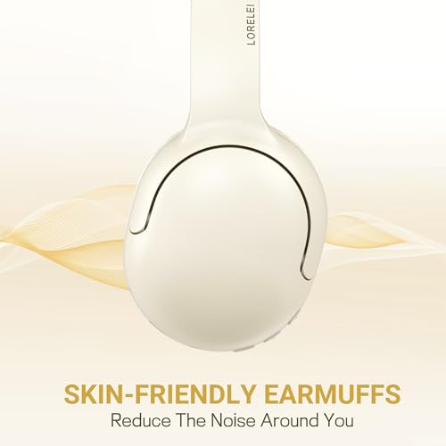 LORELEI B-E5 Kids Bluetooth Headphones, Wireless Headphones for Kids, Foldable 40H Playtime, Built-in mic, On Ear Headsets for Child/Teens/School/Tablet(Beige White) - color: White