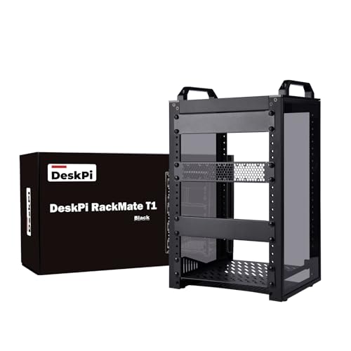 GeeekPi 8U Network Rack, 10 inch Mini Server Rack for Network, Servers, Audio, and Video Equipment, DeskPi RackMate T1, 7.87 inch Depth - color: Black