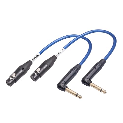 2Pack 1Ft 1/4" TS Right Angle to XLR Female Cable,XLR Female to 1/4-inch TS Right-Angle Plug Microphone Cable,6N OFC+Silver Plated HI-END Audio Cable for Micphone Mixer - size: 1Feet（2Pack）