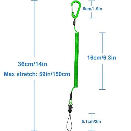 Lix&Rix Retractable Coiled Lanyards with Detachable Buckle | Quick Release Carabiner Clips - color: Green 3pcs