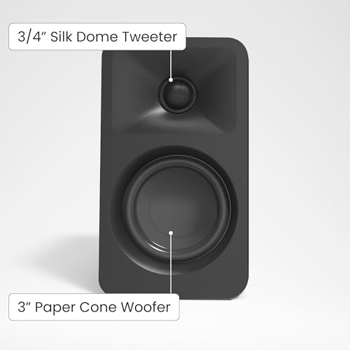 Kanto ORA 100W Powered Reference Desktop Speakers with Bluetooth - Black - Pair - color: Black, size: 3" Woofer - 100 Watts