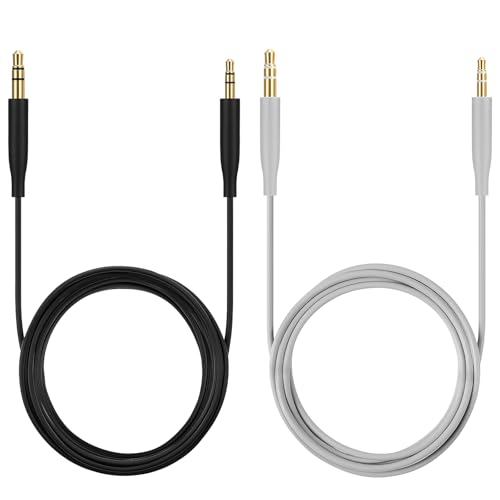 2Pcs Replacement Audio Cable Cord Wire, 3.5mm to 2.5mm Audio Cable for Bose QuietComfort QC45 QC35II QC35 QC25 NC 700 Soundlink Soundtrue Headphones(Black, Grey)