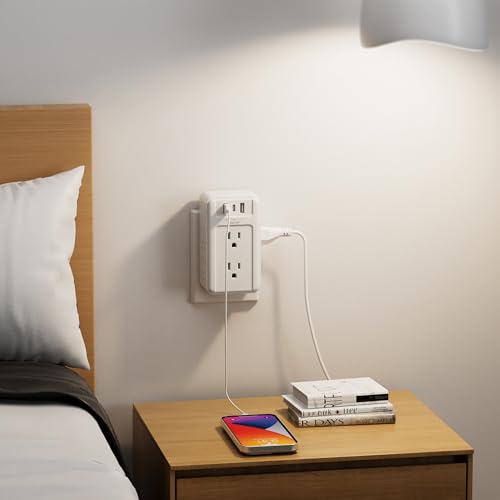 BN-LINK Multi Plug Outlet 2 Pack, 6 Wall Outlet Extender with 3 USB Charging Ports (1 USB C) Total 3.4A, 3-Sided Outlets Splitter Multiple Outlet Wall Plug for Home Office Dorm Room - size: 2pack - 6 Outlets (3 Side) (USB)