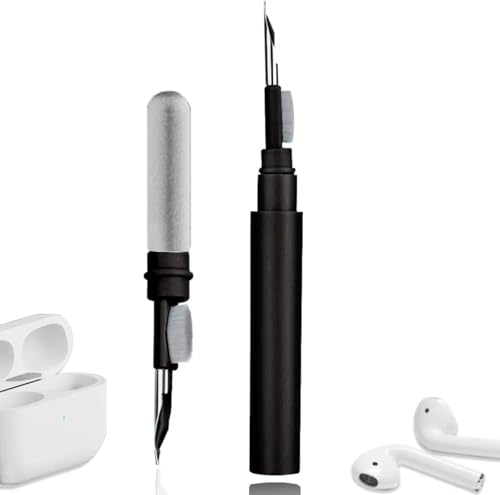 1pc Cleaner Kit for Earbuds, Multi-Function Cleaning Tool with Brush Flocking Sponge for Wireless Earphones Bluetooth Headphones Case Camera and Phone(Black) - color: Black