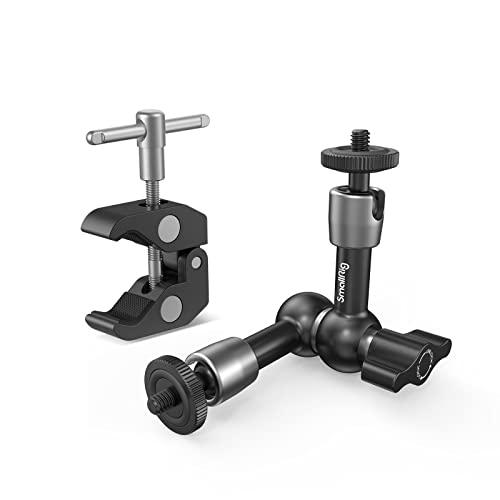SMALLRIG Super Clamp w/ 1/4" and 3/8" Thread and 5.8 Inches Adjustable Friction Power Articulating Magic Arm with 1/4" Thread Screw for LCD Monitor/LED Lights - KBUM2730 - size: 5.8''+arm only