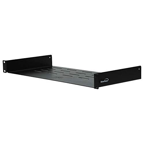 NavePoint Universal Rack Tray Vented Shelves 1U Black 8 Inches (210mm deep) No Lip - size: 8" Deep
