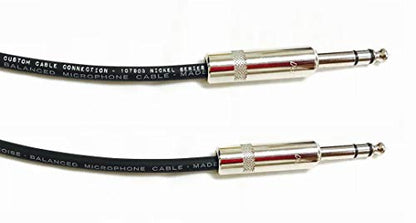 150 Foot Pro Audio REAN 1/4 inch (6.35mm) TRS to REAN 1/4 inch (6.35mm) TRS Balanced Cable with Rean NYS228 Nickel Plated connectors by Custom Cable Connection - size: 150 Foot, style: Male to Male (Nickel)