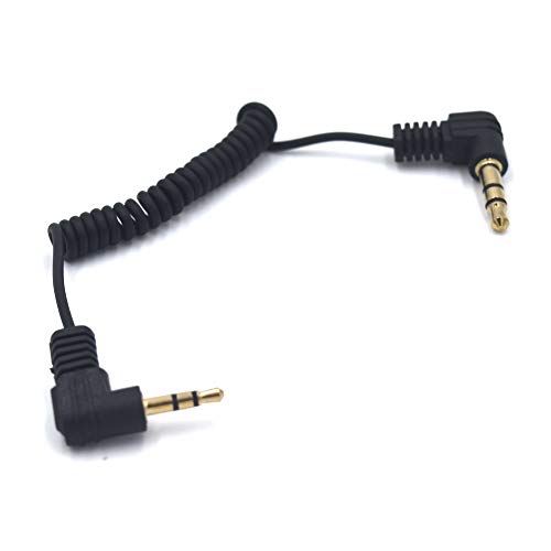 3.5mm Male to 2.5mm Male Stereo Audio Coiled Cable, 2 Pack, 12 Inch, OD 1.5mm, 90 Degree Angle, 1/8" TRS Jack Headphone Aux Spring Spiral Cord