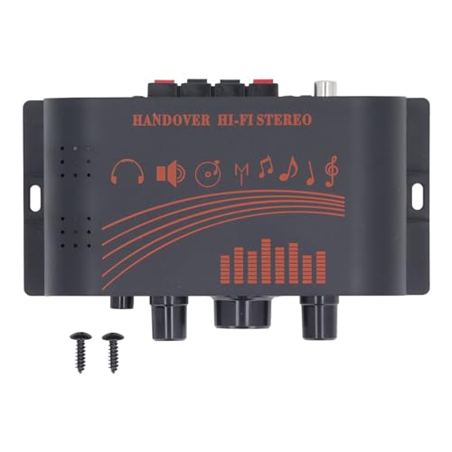 Marhynchus HiFi Power Amp Mini Stereo Amplifier, Aluminum Body 2 Channel 20W X 2 with Treble Bass Volume Control, DC12V Sound Stereo Amp for Car Home Desktop Phone Computer MP3