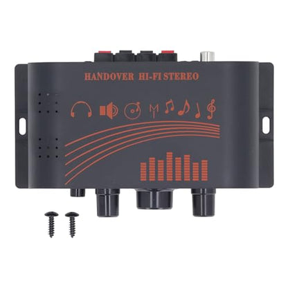 Marhynchus HiFi Power Amp Mini Stereo Amplifier, Aluminum Body 2 Channel 20W X 2 with Treble Bass Volume Control, DC12V Sound Stereo Amp for Car Home Desktop Phone Computer MP3
