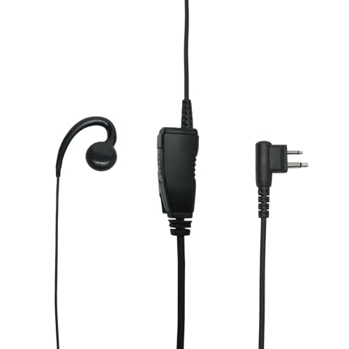 10-Pack C-Shape Earpiece Compatible with Motorola CP200D | 10-Pack, swivel C-hook ear hang, in-line PTT mic, M1 2-pin; Compatible with Motorola CLS1110 CP185 RDM2070D BPR40 DTR410