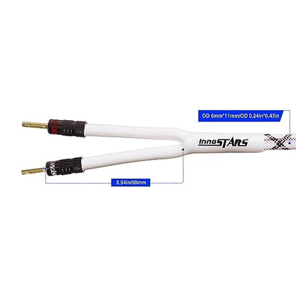 12AWG Speaker Cable (6 Feet), High Performance Heavy Duty Braided Speaker Wire with Dual Gold Plated Banana Plug, 99.99% Oxygen-Free Copper (OFC) - White, 6 Feet - color: White, size: 6 Feet / 1.83 M