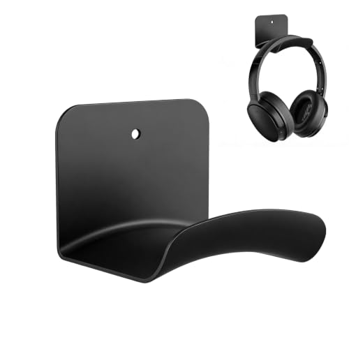 Headphone Hanger Wall Mount, Aluminum Headphone Holder | Strong Adhesive Hook, Space Saving Headset Stand for Gaming Desk, Office, Bedroom, TV Wall, Black - color: Black, size: For Wall