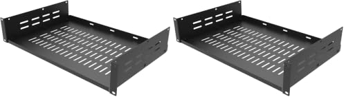 2U 19-Inch Universal Vented Rack Mount Cantilever Server Rack Shelf-12 Inch Deep-Disassembled Black (2U12InD) (Pack of 2) - size: 2U12InD (Pack of 2)